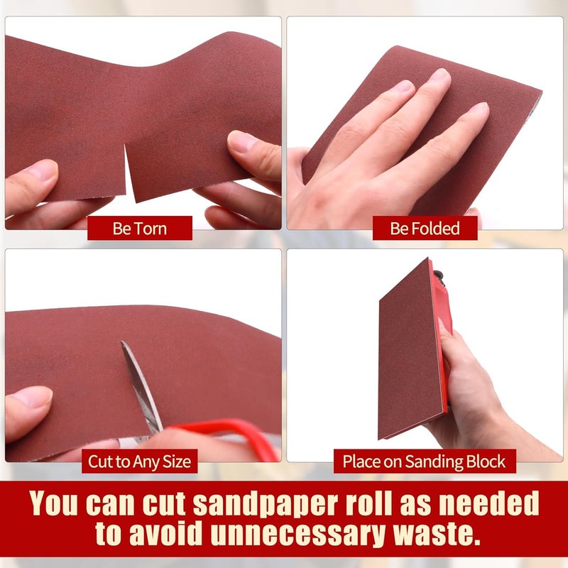 SIJDIEE 320 Grit Sandpaper Roll, 4 Inch x 32.8 Feet (10 metres x 100 mm) Cutting Length Aluminum Oxide Emery Cloth Sand Paper Roll, Wet Dry Sandpaper for Drum Sander, Metal Wood Polishing, Car Sanding ﻿ - Image 5